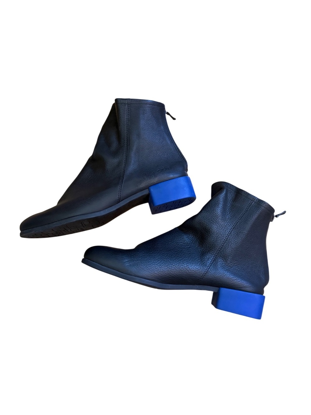 Arche Black Leather Cobalt Blue Heel Booties 39 US 8 $445 Retail